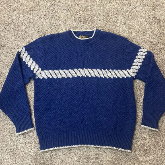 Vintage Custom‎ Aire 1980s Grandpa Sweater Geometric Pullover Classic USA Preppy - Picture 1 of 7